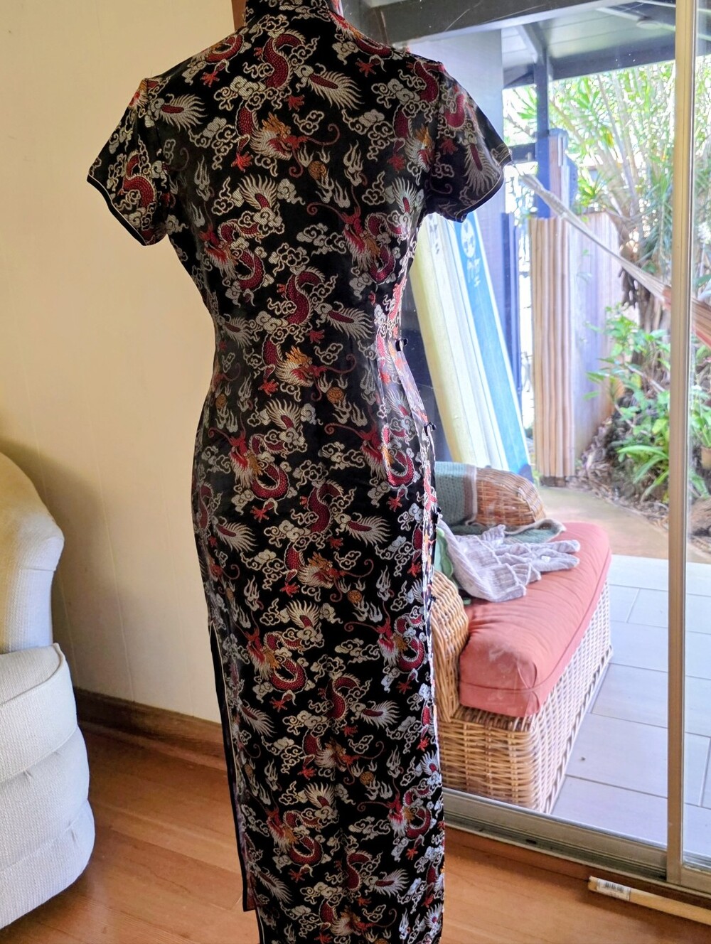 Vintage CHEONGSAM Dress Dragon Embroidered Mandarin Dress HANG ZHOU - Picture 5 of 6